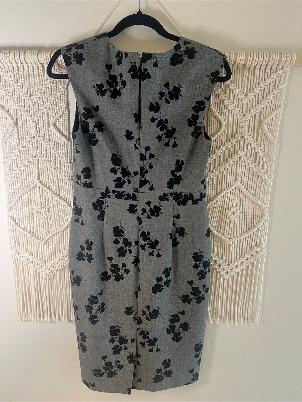 Ann Taylor Gray Midi Dress with Black Floral Print - Picture 3 of 7